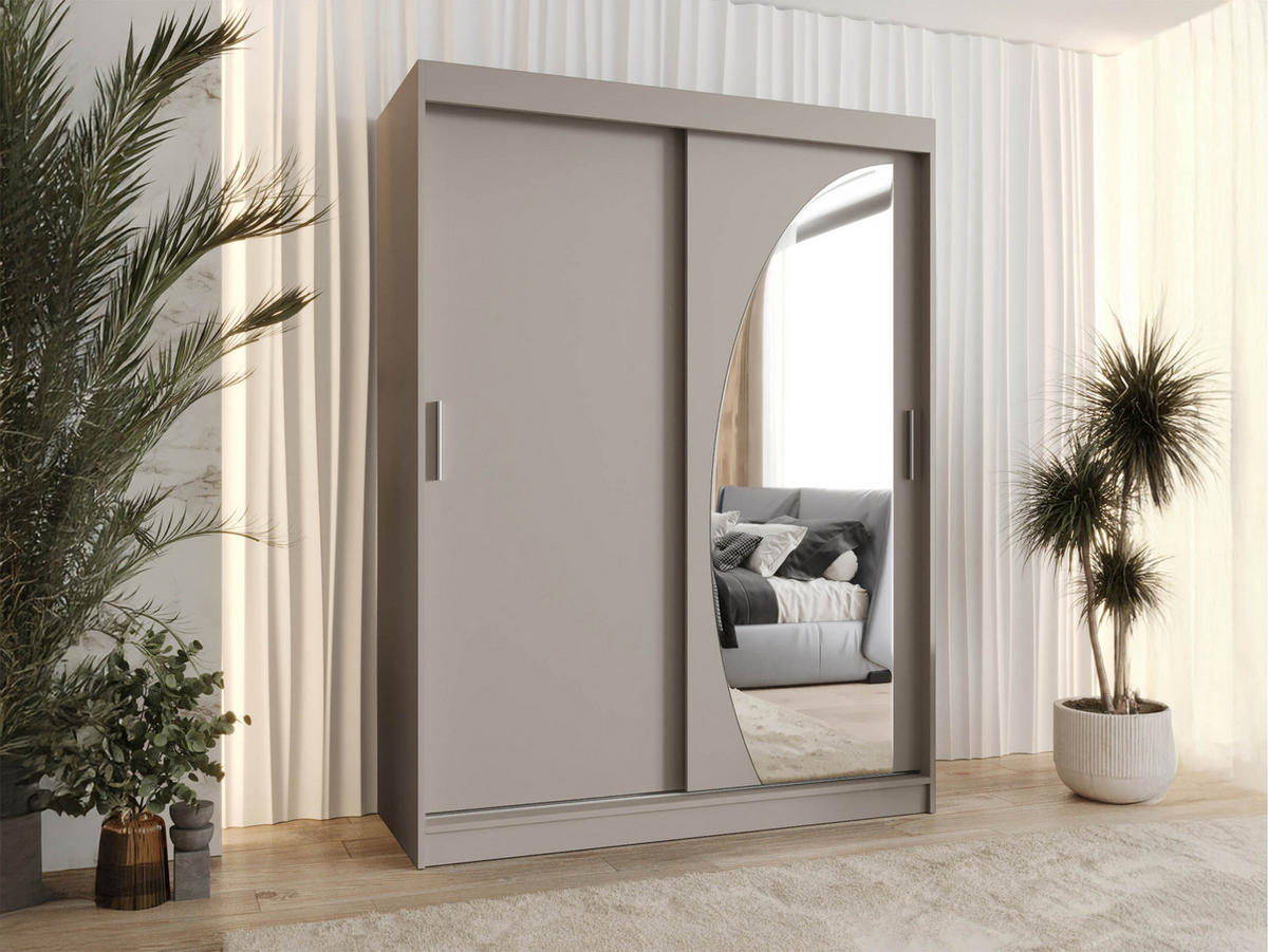 SCHWEBETÜRENSCHRANK Wika 150 cm - Kaschmir/Silberfarben, Holzwerkstoff/Kunststoff (150/200/62cm) - MIRJAN24