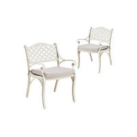 GARTENSTUHL 2er-Set aus Aluguss in Creme Einfache Montage Leicht zu reinigen 56 cm B x 55 cm T x 82,5 cm H - Creme, Metall (56/82.5/55cm) - Livingandhome