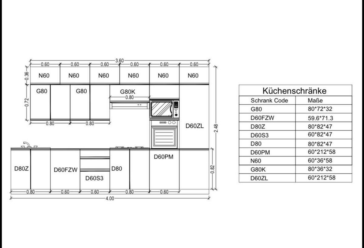 KÜCHENZEILE 400 cm - Langen KL9-M400 in Artisan Eiche - Eiche Artisan, Holz (400/248/58cm)