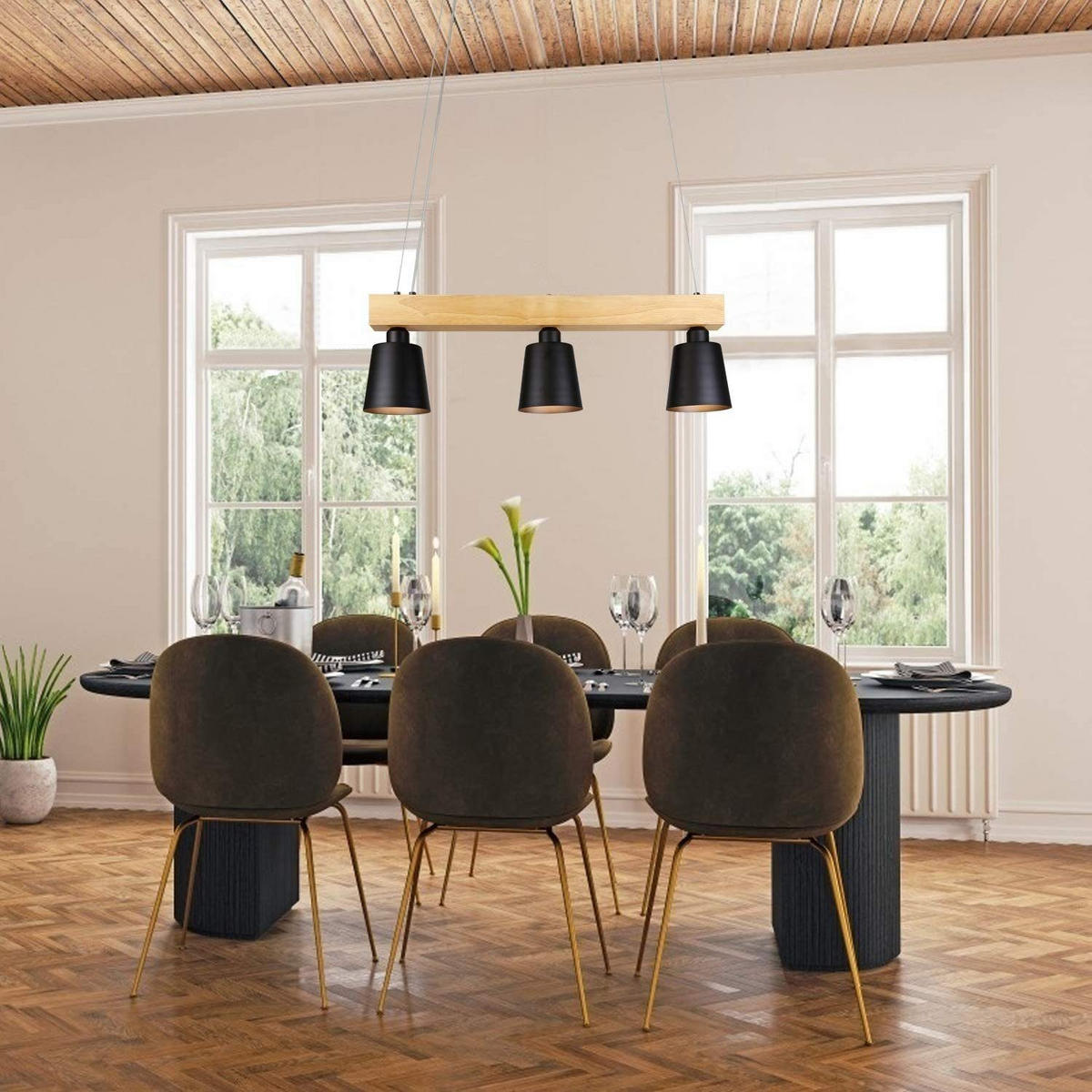 PENDELLEUCHTE Montgomery 70/14/23 cm - Schwarz, Metall (70/14/23cm) - ZMH