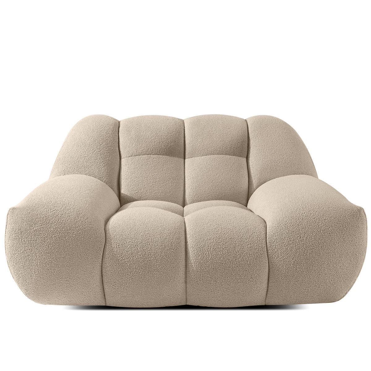 SESSEL VENA mit Pouf Bouclé, Beige - Beige, Holz/Textil (65/38/65cm) - KONSIMO®