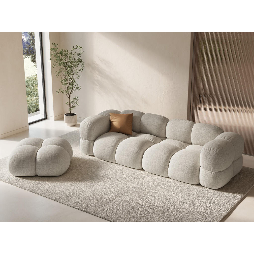 Thumbnail - Cosmopolitan Design Pouf, Beige, Textil, 90x40x90 cm, Wohnzimmer, Hocker, Poufs