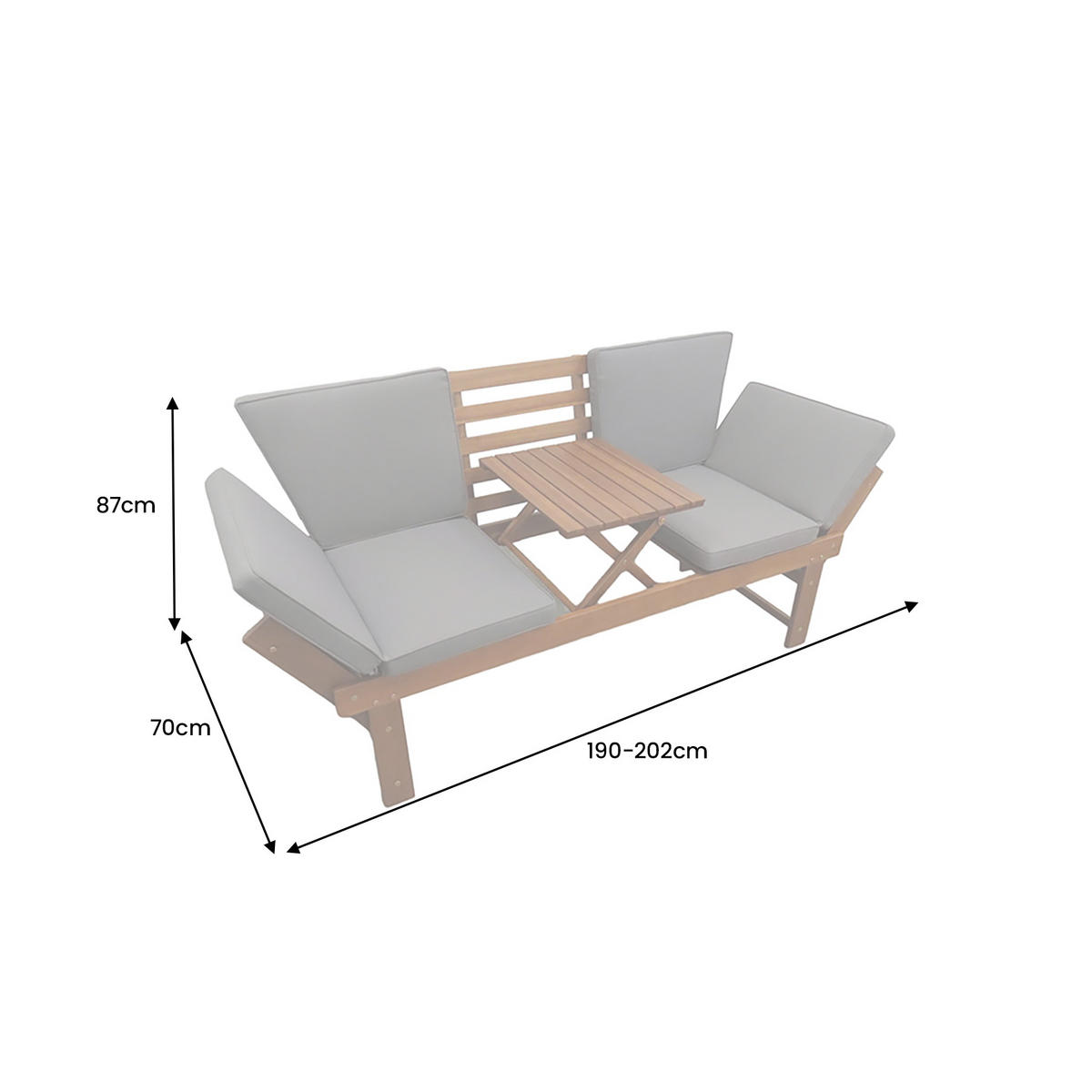 SITZBANK MODULAR Akazie Natur 200 cm - Braun/Grau, Holz (190/87/70cm) - riess-ambiente