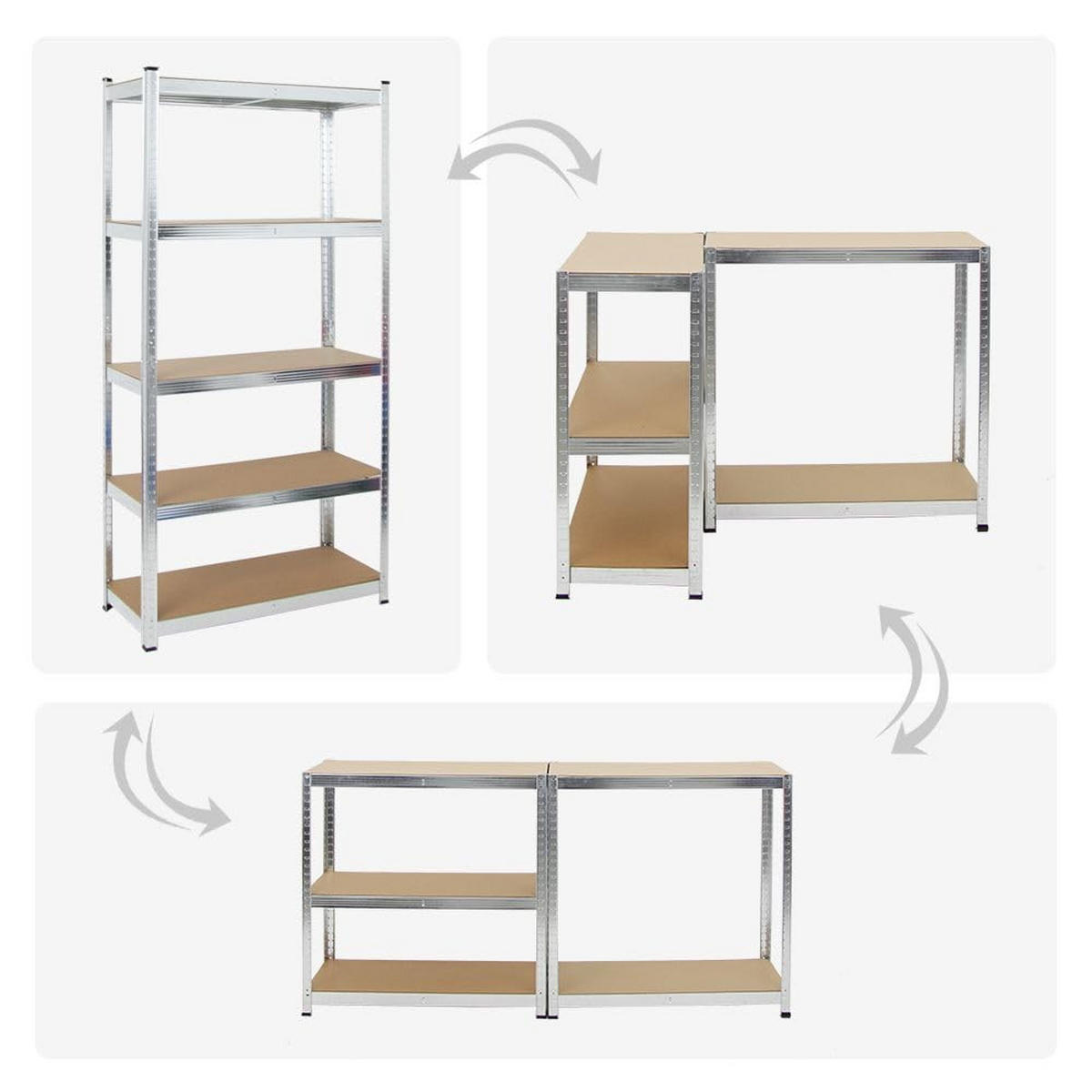 SCHWERLASTREGAL Ragnar 2er-Set mit 2x 180x90x40 cm Fachlast 175 kg Verzinkt - Silberfarben, Metall (180/180/40cm) - PROREGAL