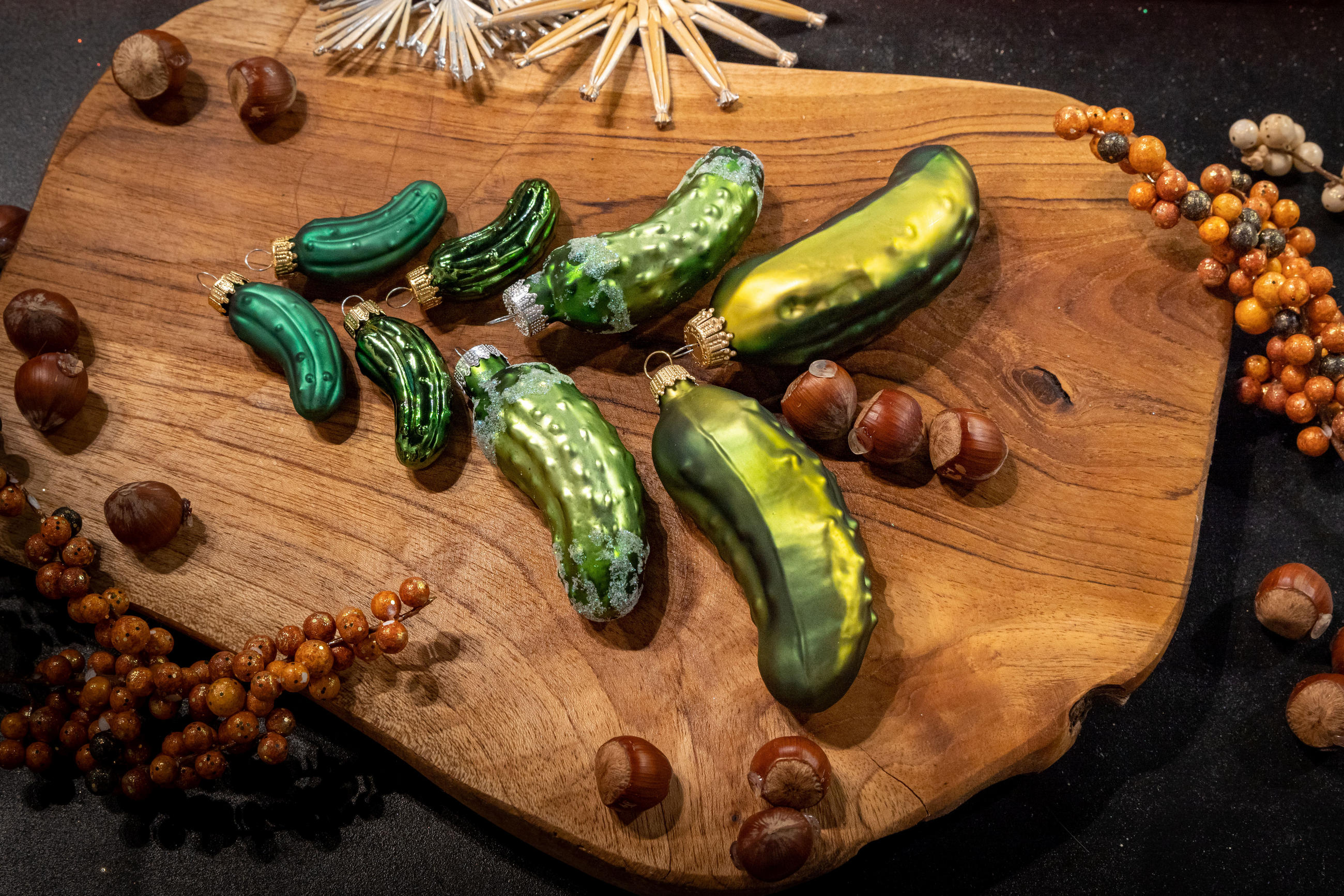 CHRISTBAUMSCHMUCK Weihnachtsgurke Grün 10cm (Glas / 1 Stk.) - Grün, Glas (3/10/4cm) - Krebs Glas Lauscha