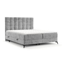 BOXBETT Niro 200/200 cm Hellgrau im Bonita Stoff - Hellgrau/Schwarz, Holz/Holzwerkstoff (200/200cm) - AltaBeds