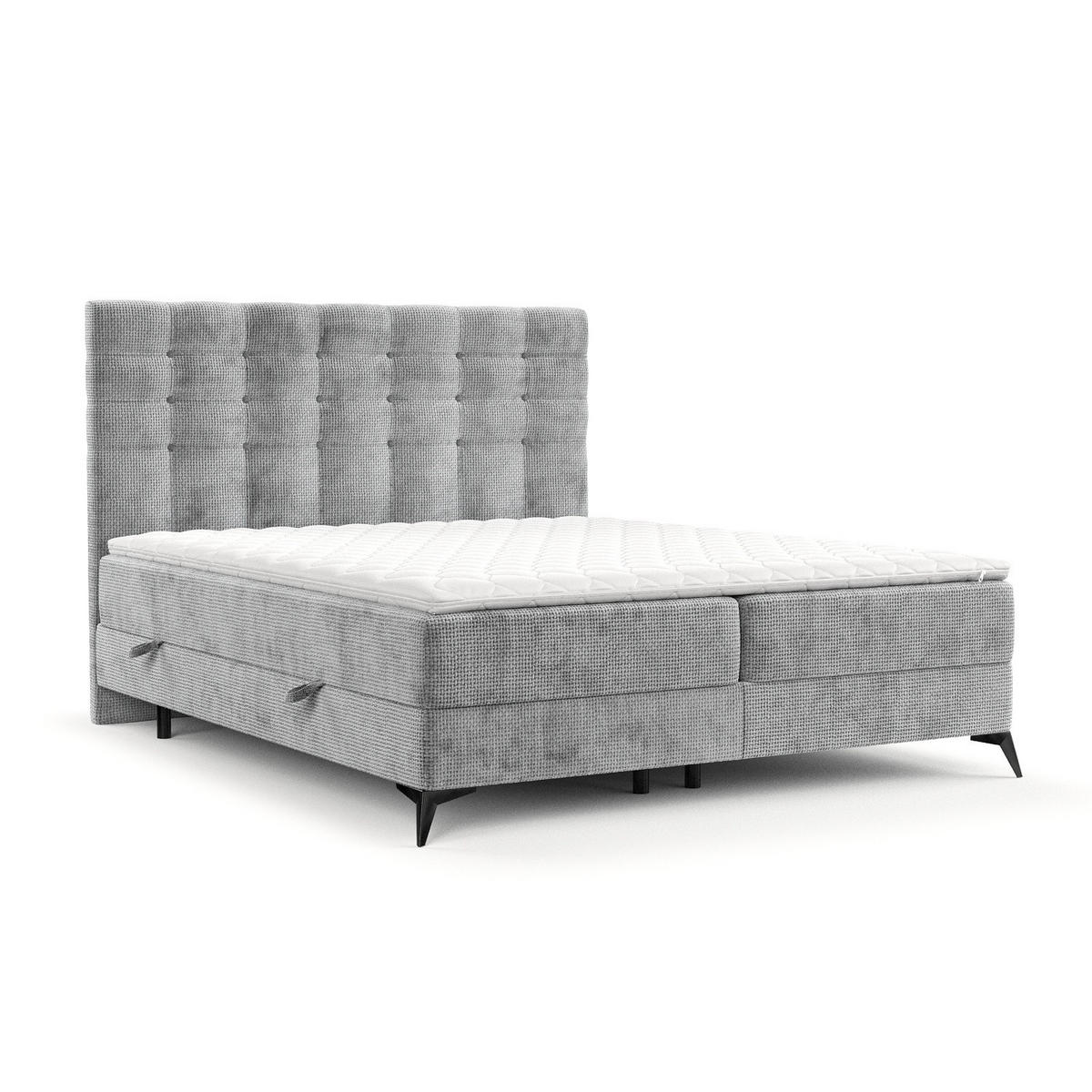 BOXBETT Niro 200/200 cm Hellgrau im Bonita Stoff - Hellgrau/Schwarz, Holz/Holzwerkstoff (200/200cm) - AltaBeds