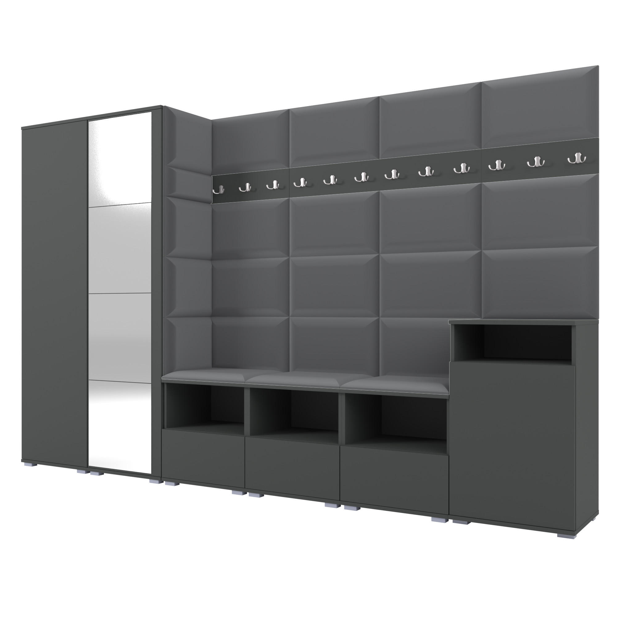 Ravio Garderobe Graphit, Dunkelgrau 300x187x40 cm
