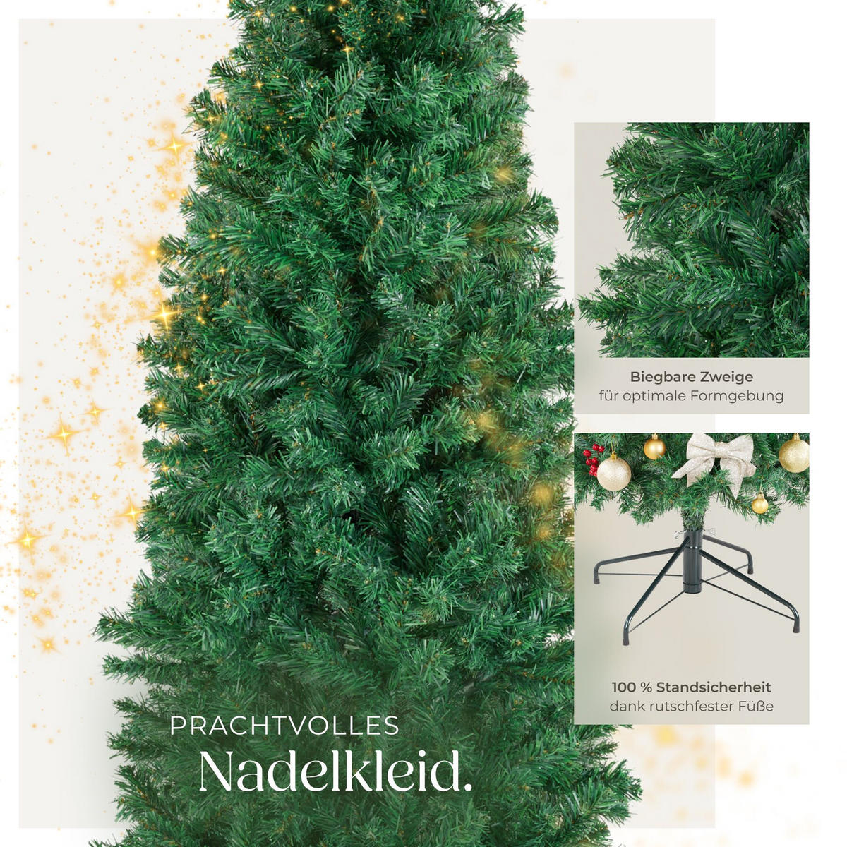 WEIHNACHTSBAUM Comet, pulverbeschichteter Metallständer mit Kunststoffkappen, grün - Grün, Kunststoff (150cm) - tectake