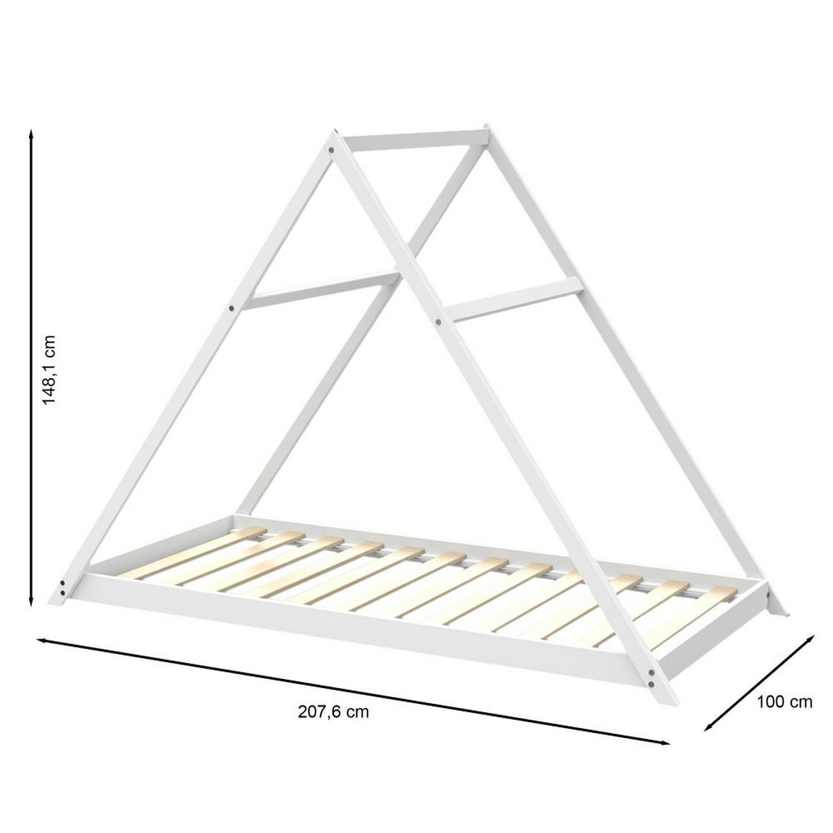 HAUSBETT APACHE mit Lattenrost/ Kinderbett 90x190 - Weiß - Weiß, Holz (90/190cm) - Weber Industries