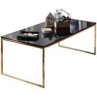 COUCHTISCH RIVA, Schwarz, Metall und Holz, Filigrane Beine, Maße 120x45x60 cm - Goldfarben/Schwarz, Holz/Metall (60/120/45cm) - KADIMA DESIGN
