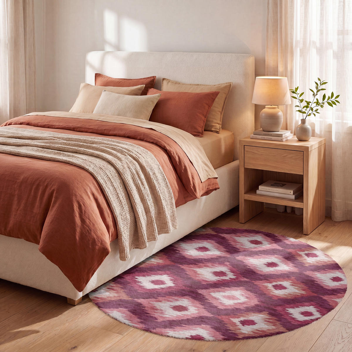 KOBERCE - Diamantové tvary - Ružová - Vzor - Textúra - 120x120 cm - bordová, textil/plast (120/0.4cm) - OnlyWow