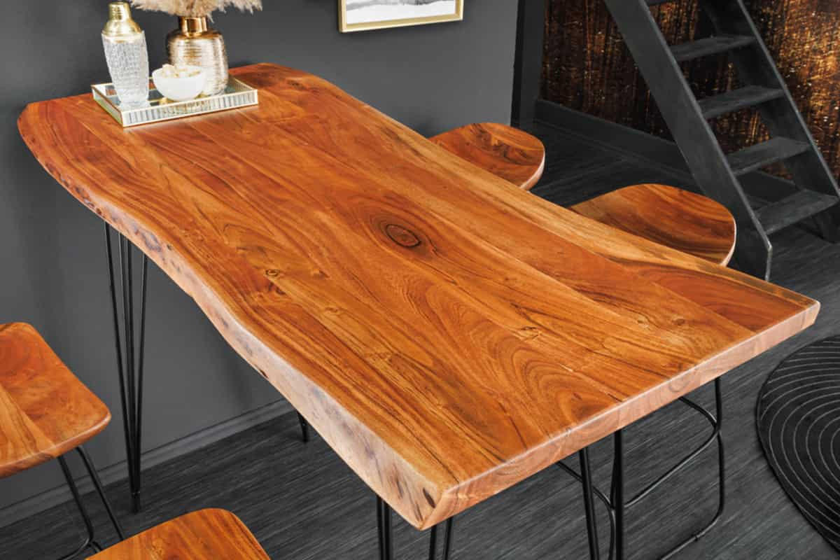BARTISCH MAMMUT Akazie Natur 140cm - Schwarz/Braun, Holz/Metall (140/106/58cm) - riess-ambiente