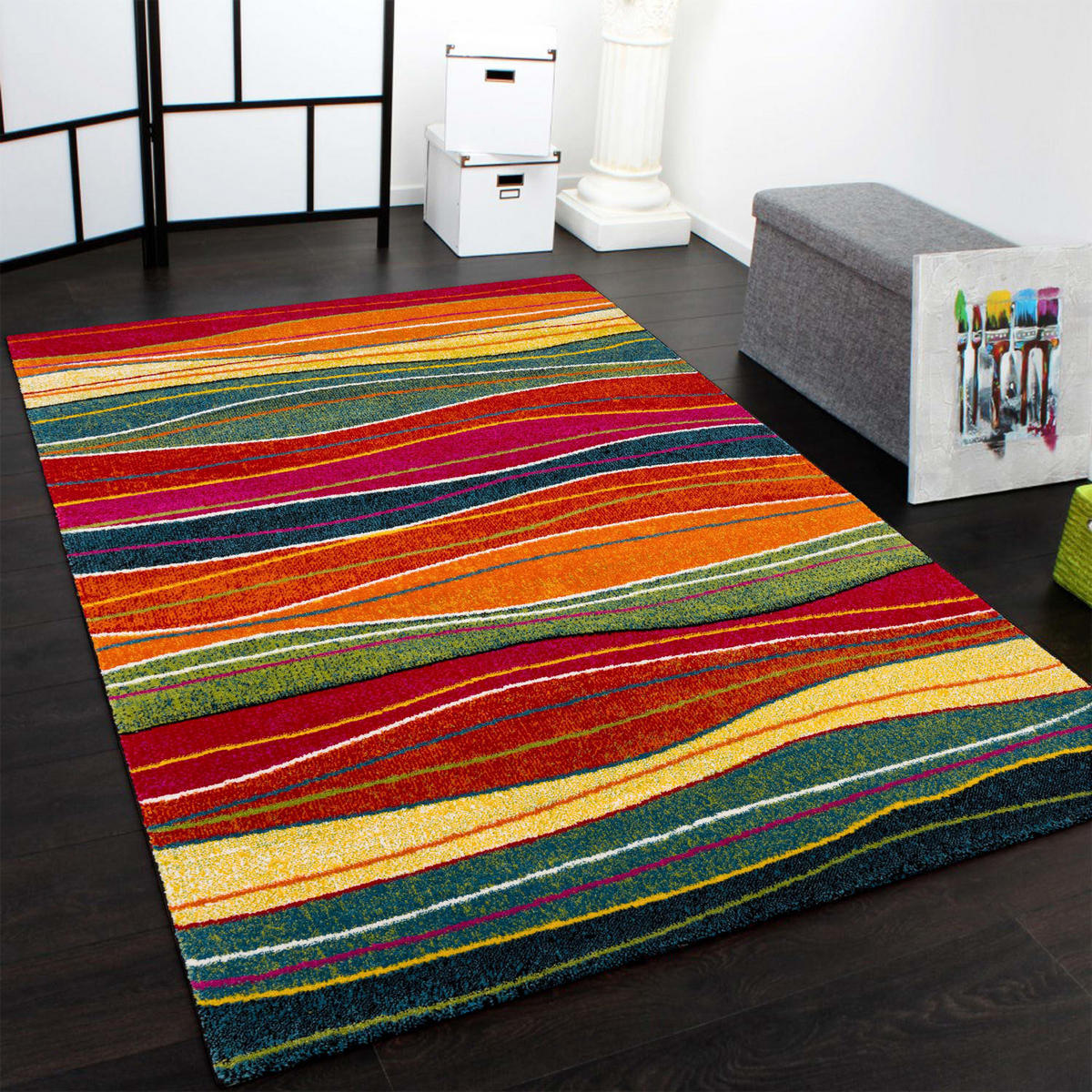 KURZFLOR-TEPPICH CANVAS 773 MEHRFARBIG 160X230 - Multicolor, Kunststoff (160/230cm) - Paco Home