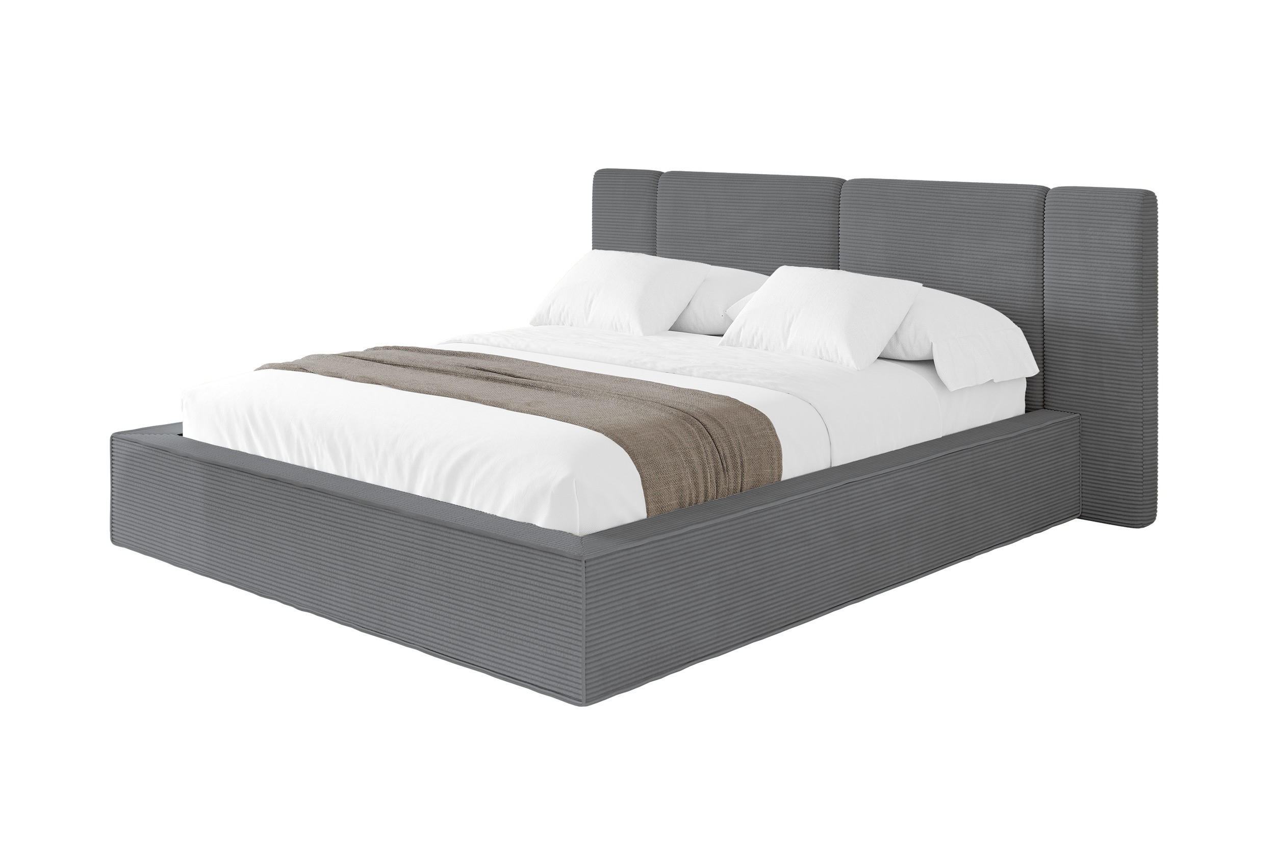 POLSTERBETT mit Bettkasten und Lattenrost, Boxbett ohne Matratze - RIVO 140x200 Dunkelgrau - Graphitfarben, Holzwerkstoff/Textil (140/200cm) - ALTDECOR