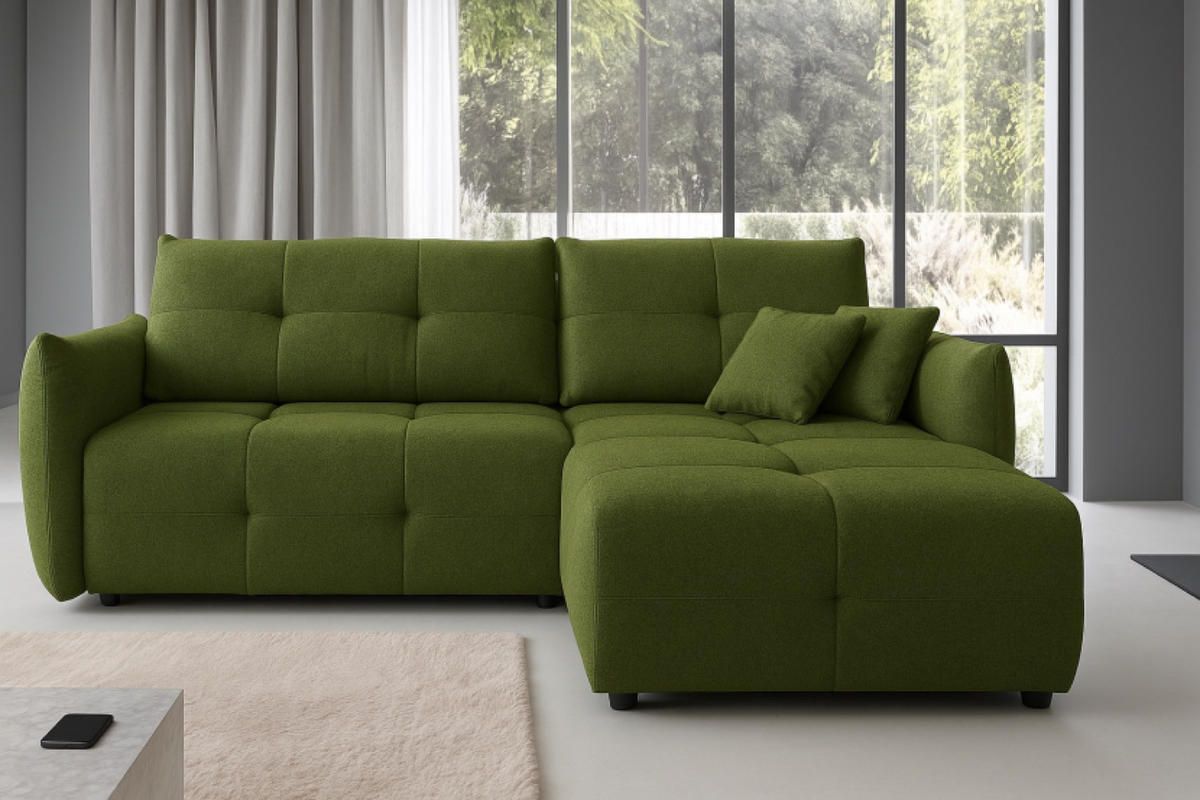 ECKSOFA Grün BOSE Mit Schlaffunktion Rechts - Grün, Textil (177/257cm) - Sepro Meble
