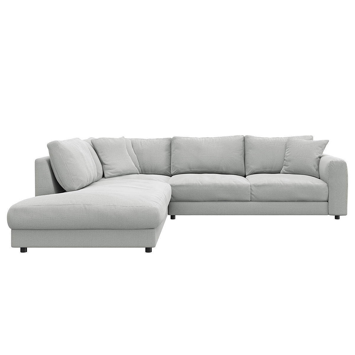 ECKSOFA mit Ottomane - Schwarz/Grau, Holz/Kunststoff (267/254cm) - home24
