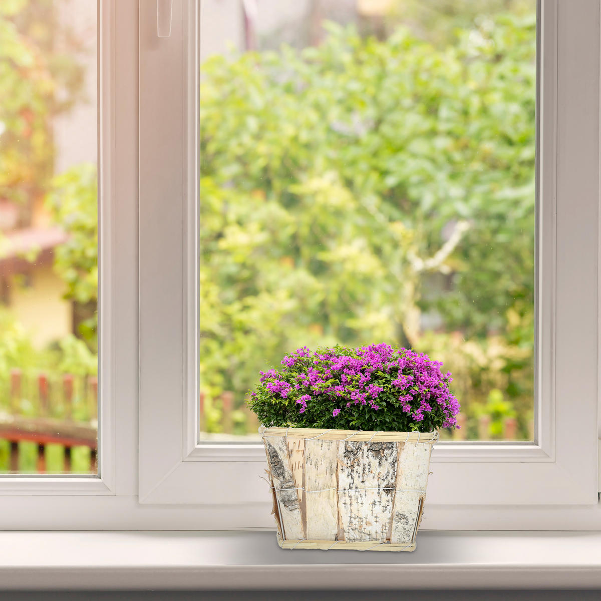 4XBLUMENTOPF - Multicolor, Holz/Textil (23/16/23cm) - Relaxdays