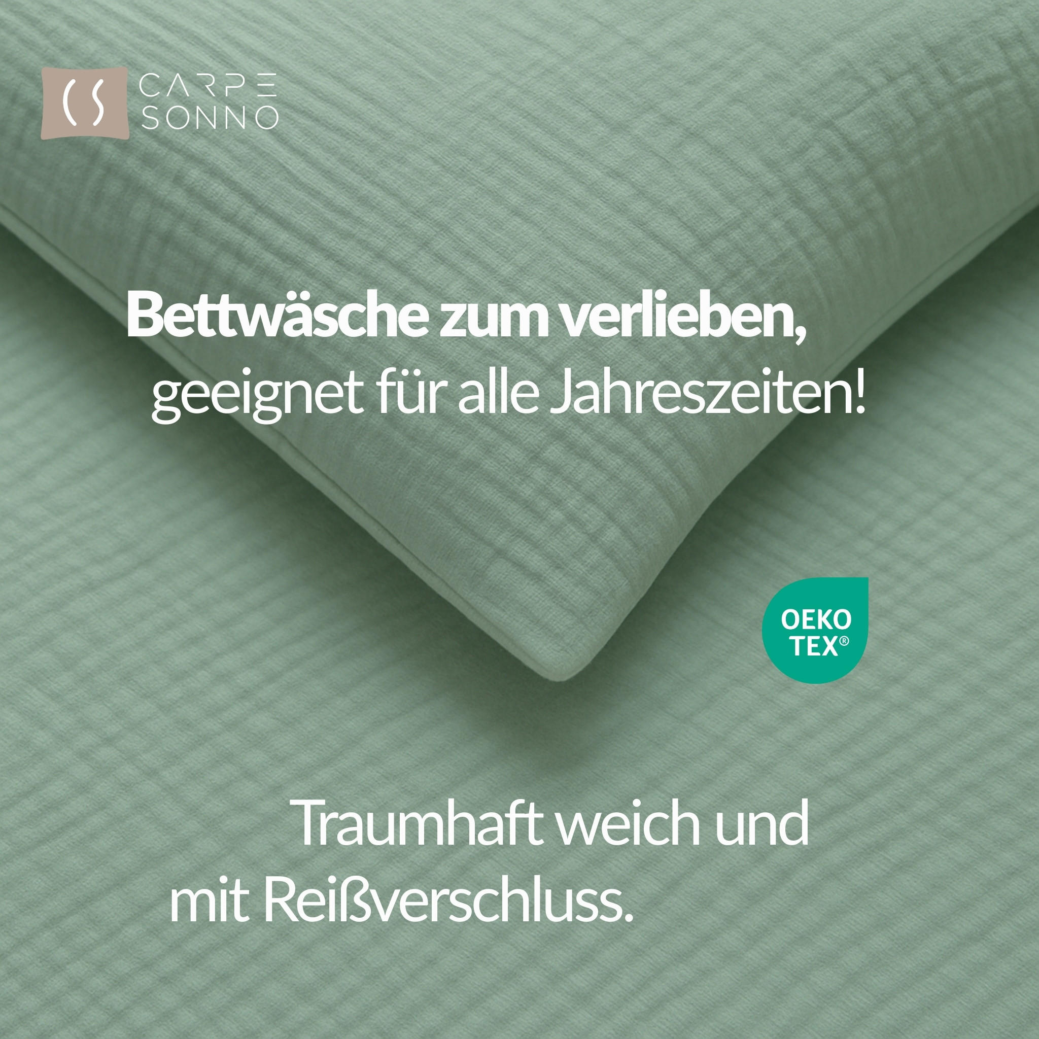 MUSSELIN-BETTWÄSCHE 135x200 Uni - Bettbezug Bügelfrei aus 100% Baumwolle - Uni Grün - Grün, Textil (135/200cm) - Carpe Sonno
