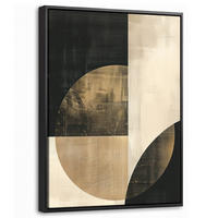 LEINWAND Bilder mit Rahmen - Abstrakt - Geometrische Formen - Schwarz - Gold - 30x40 - Ecru, Textil (30/40cm) - MuchoWow