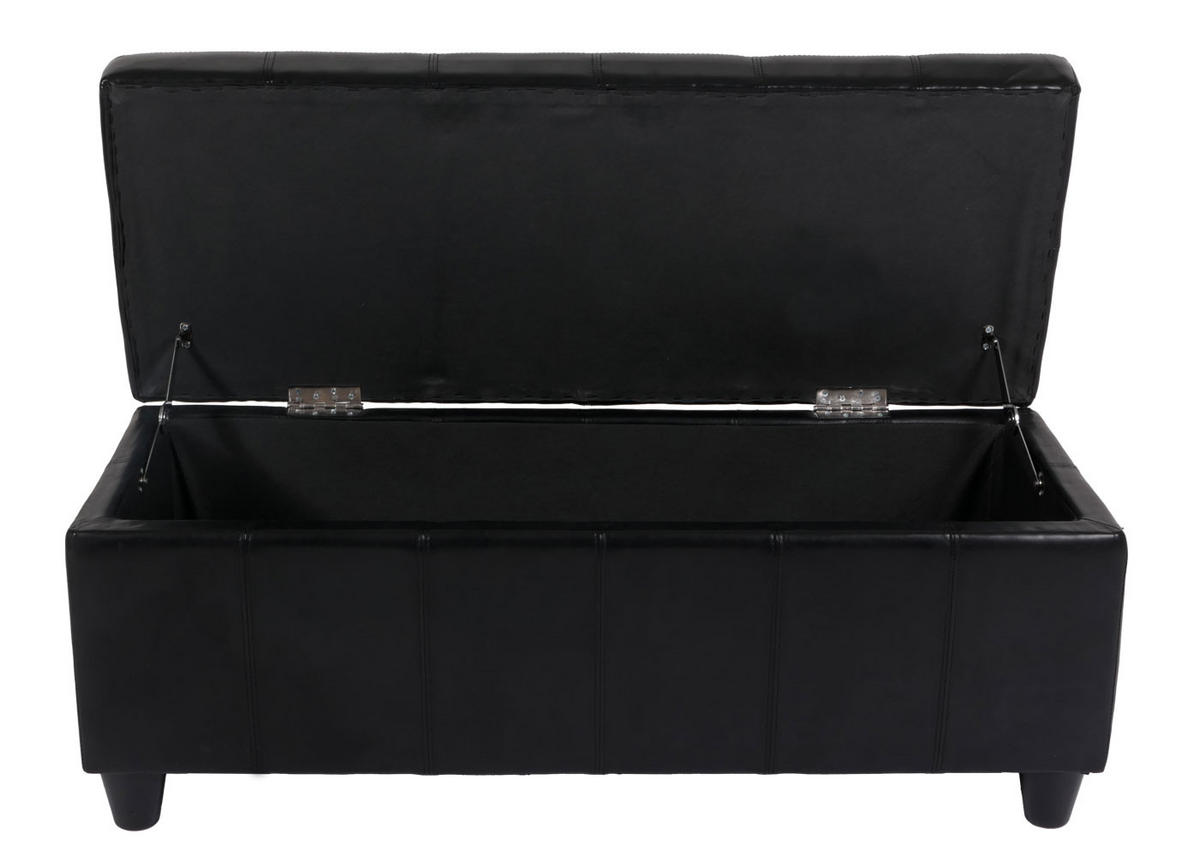 AUFBEWAHRUNGS-TRUHE Sitzbank Lars 45x112x45cm Schwarz Leder + Kunstleder - Schwarz, Kunststoff (112/45/45cm) - BERLINLODGE