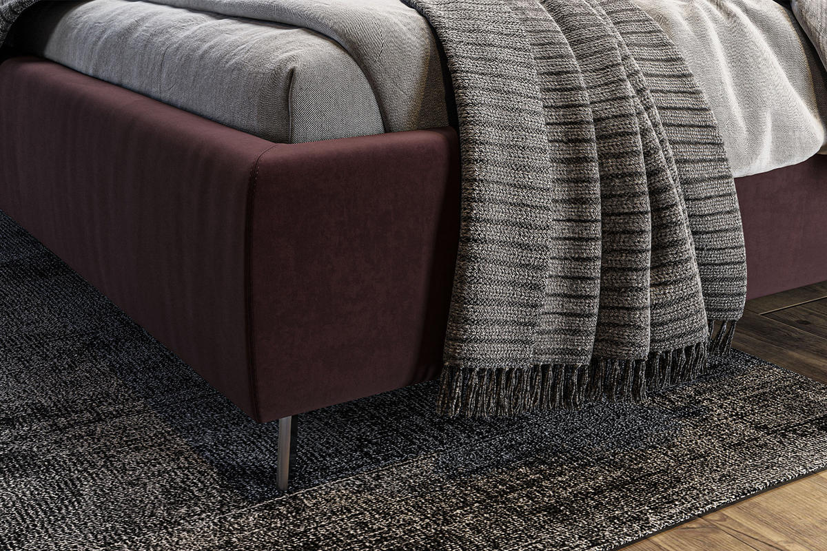 POLSTERBETT ANNY Violett Massivholz - Violett, Textil (180/200cm) - KAWOLA