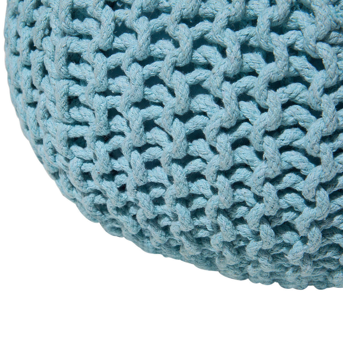 POUF Conrad 40/40/25 cm - Hellblau, Naturmaterialien/Textil (40/25/40cm) - Beliani