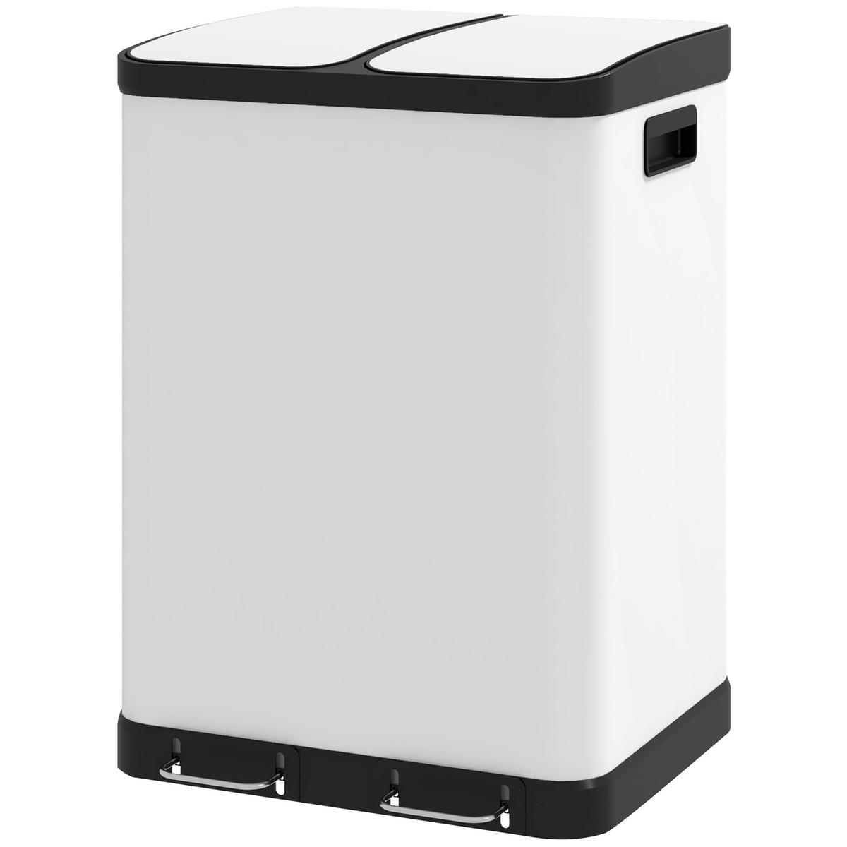 MÜLLEIMER DE-08932 2x30 L, Soft-Close-Pedal Grau - Weiß, Metall (39.5/67/48.8cm) - ComfortXL