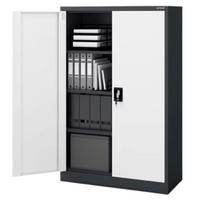 AKTENSCHRANK abschließbar KADO mit Flügeltüren 140x90x40cm Anthrazit-Weiß - Anthrazit, Metall (90/140/40cm) - DELUKE