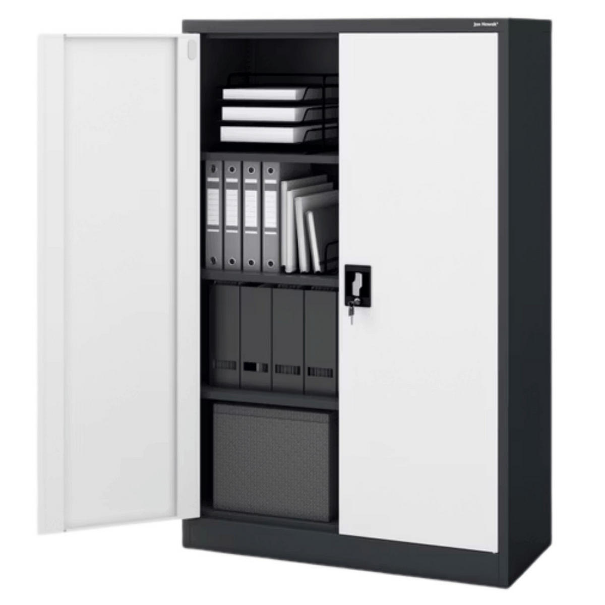 AKTENSCHRANK abschließbar KADO mit Flügeltüren 140x90x40cm Anthrazit-Weiß - Anthrazit, Metall (90/140/40cm) - DELUKE