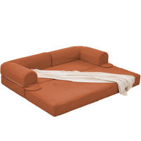 SCHLAFSOFA Cordstoff, 2-in-1 Klappsofa, 2-Sitzer, Sofabett 190×156 cm, Orange - Orange, Textil (190/65/78cm) - LVHOM
