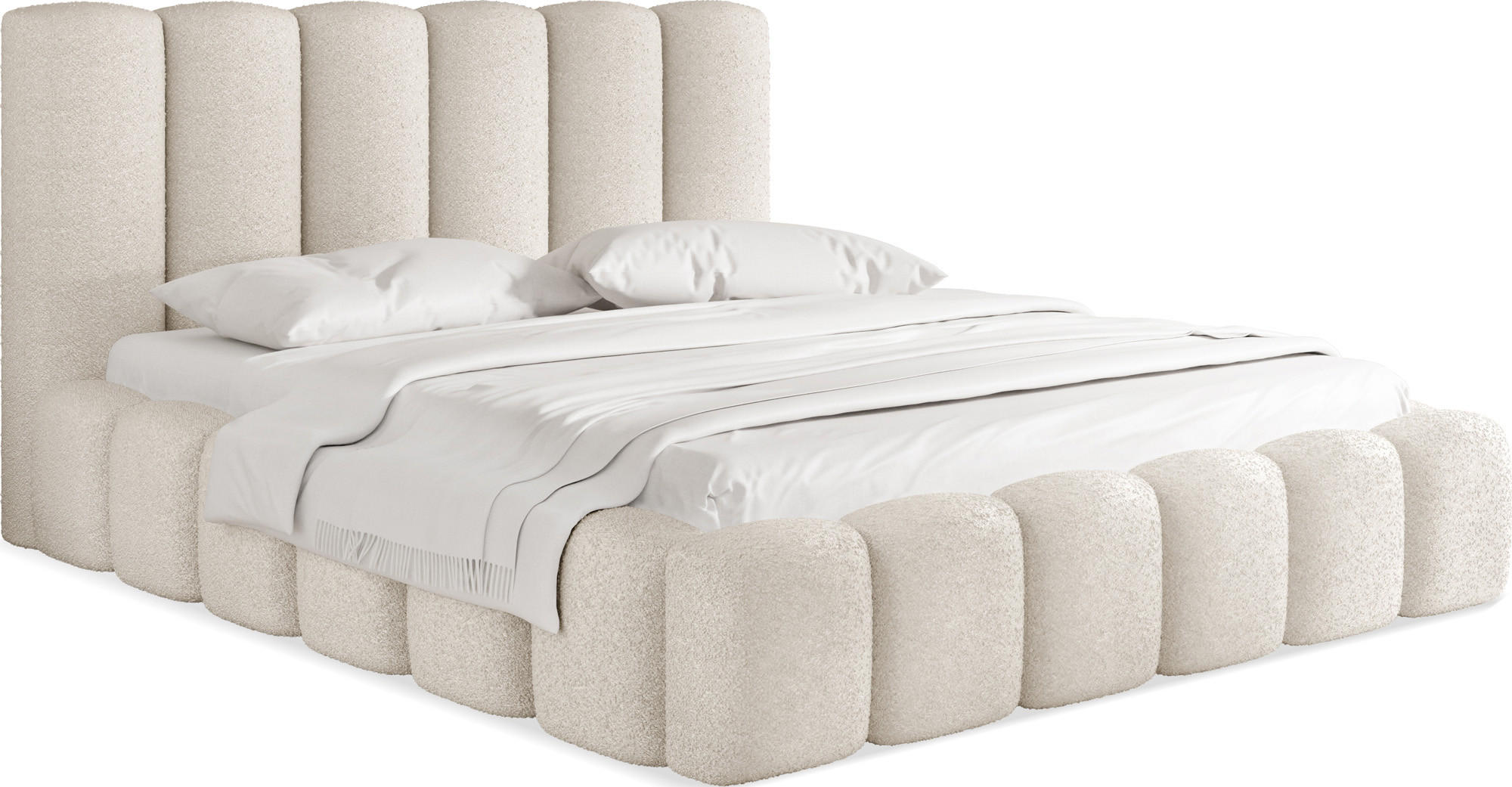 POLSTERBETT Serenity mit Bettkasten, Creme Boucle 160x200 cm - Birkefarben/Schwarz, Holz/Holzwerkstoff (160/200cm) - WFL GROUP
