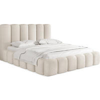 POLSTERBETT Serenity mit Bettkasten, Creme Boucle 140x200 cm - Birkefarben/Schwarz, Holz/Holzwerkstoff (140/200cm) - WFL GROUP