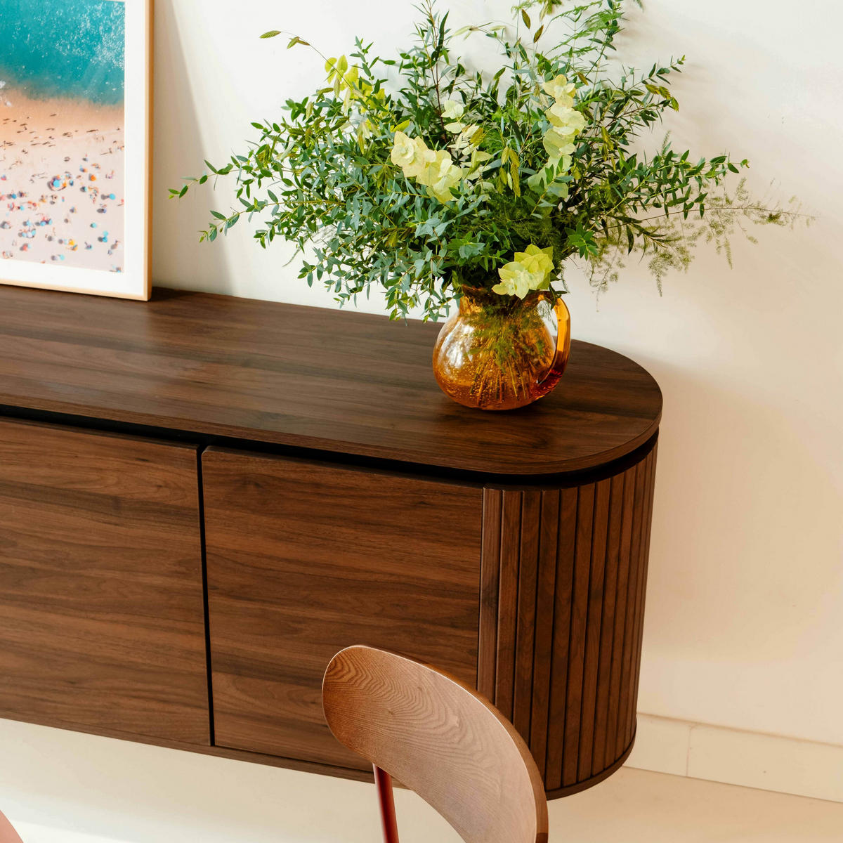 SIDEBOARD, dunkles Holzeffekt - Braun, Holz (160/76/40cm) - Oviala