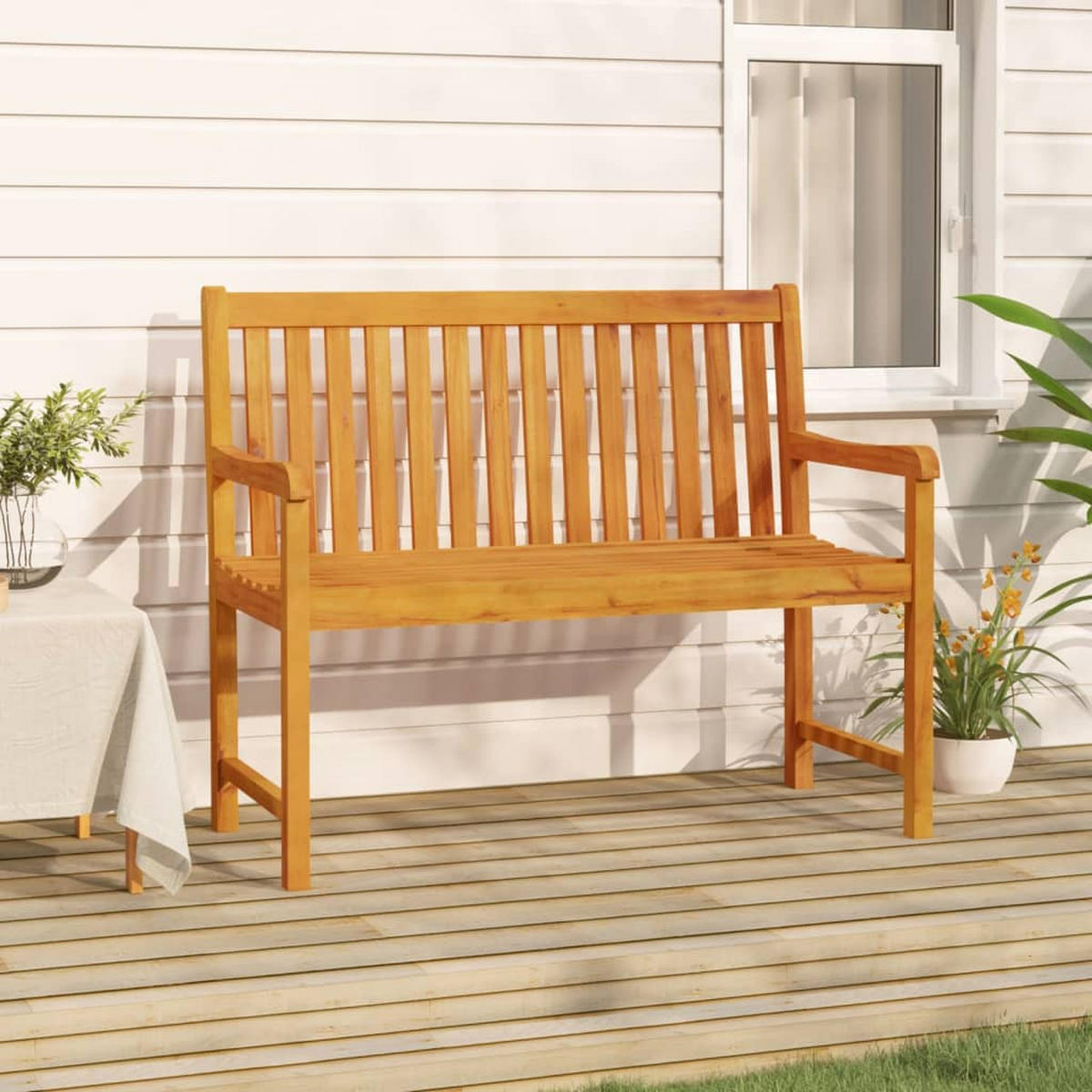 GARTENBANK 110 Cm Massivholz Akazie - Braun, Holz (110/90/55.5cm) - vidaXL