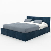 POLSTERBETT mit Stauraum Dunkelblau 120x200cm Kopfteil 120cm - Dunkelblau, Holzwerkstoff/Textil (120/200cm) - Muralo