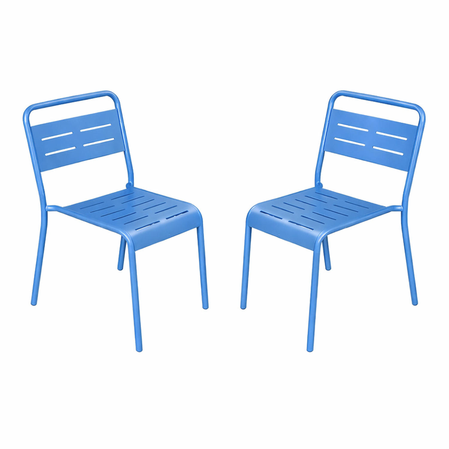 STUHL Bergame Blau 2er-Set - Blau, Metall (59/79/43cm) - Concept Usine