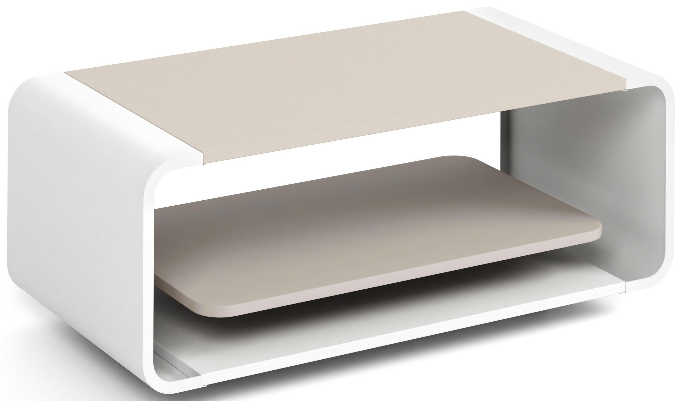 COUCHTISCH Sora in Kaschmir mit abgerundetem weißem Metallgestell 100/50/41 cm - Kaschmir/Beige, Holzwerkstoff (50/100/41cm) - WFL GROUP