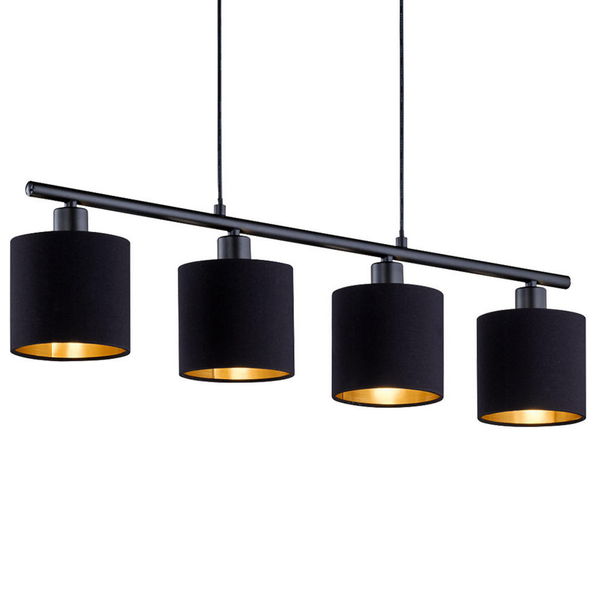 LED HÄNGELEUCHTE Textil Schwarz-Gold - Schwarz, Metall (75/12/150cm)