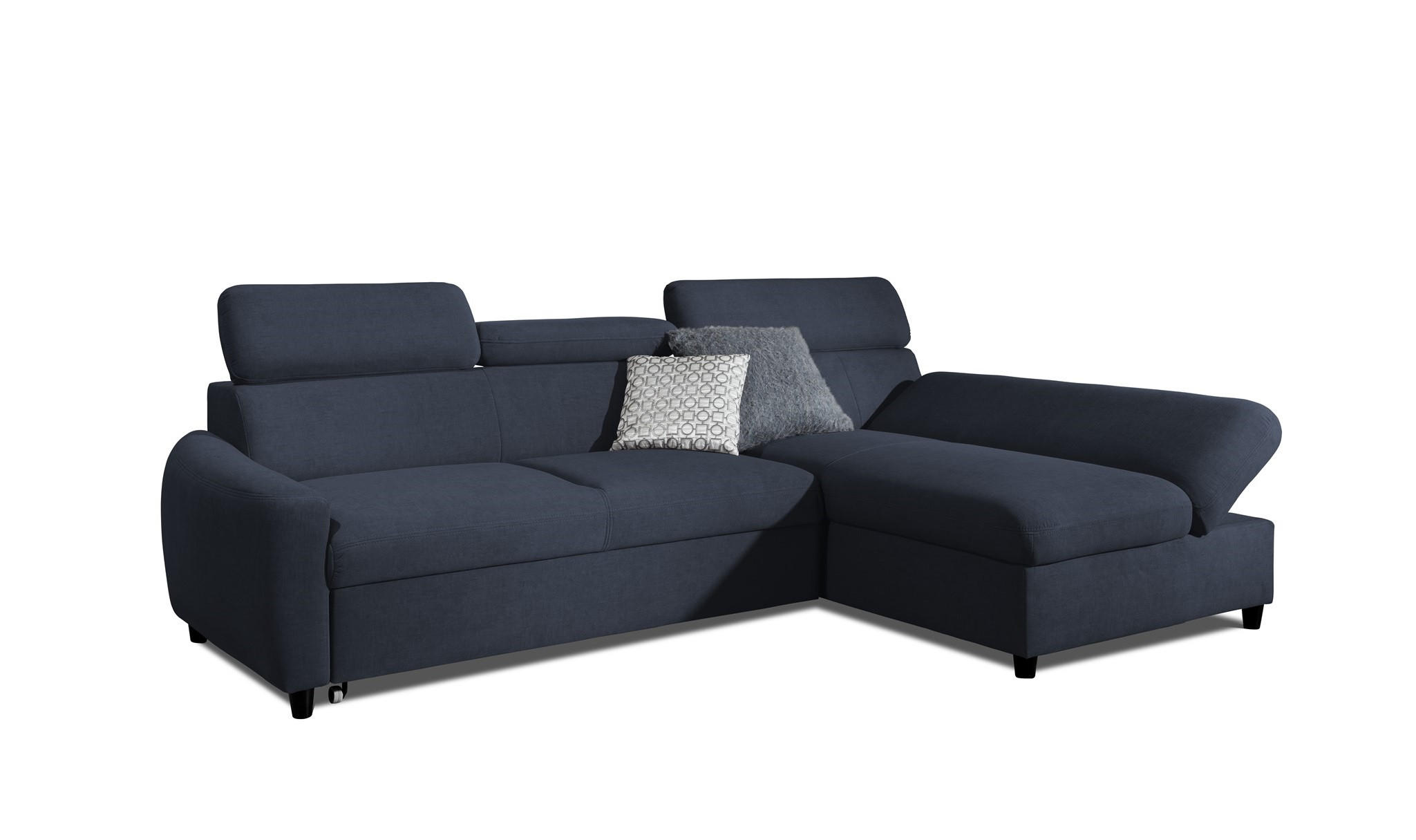 ECKSOFA Schlafsofa Anton Xs In Esito - Dunkelblau, Holzwerkstoff/Textil (260/170cm) - Fun Möbel