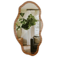 SPIEGEL 90x45 cm asymmetrisch mit Druck - Holzstruktur - Transparent, Glas (45/90/0.4cm) - TULUP
