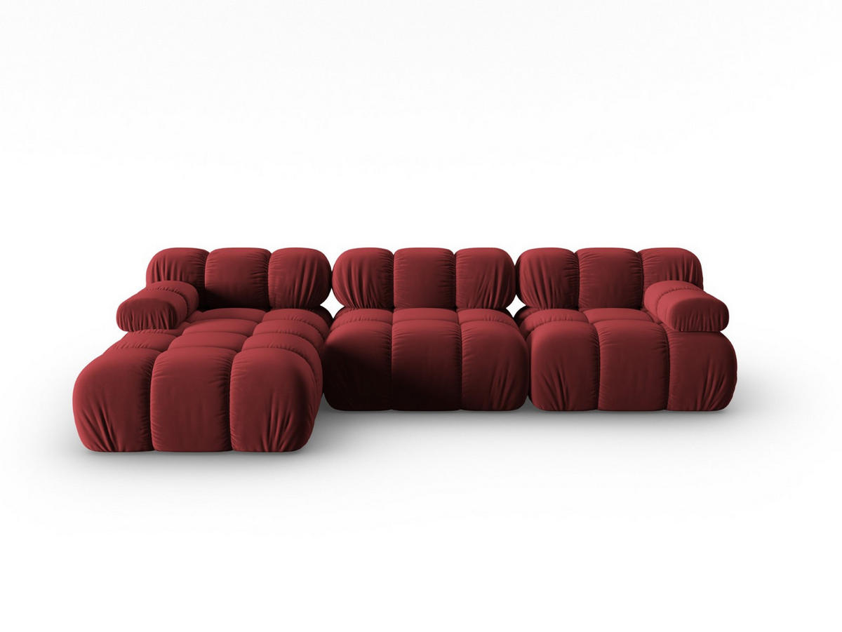 MODULARES-ECKSOFA links Bellis aus Samt dunkelrot 4 Sitzplätze - Dunkelrot, Textil (122/285cm) - Micadoni