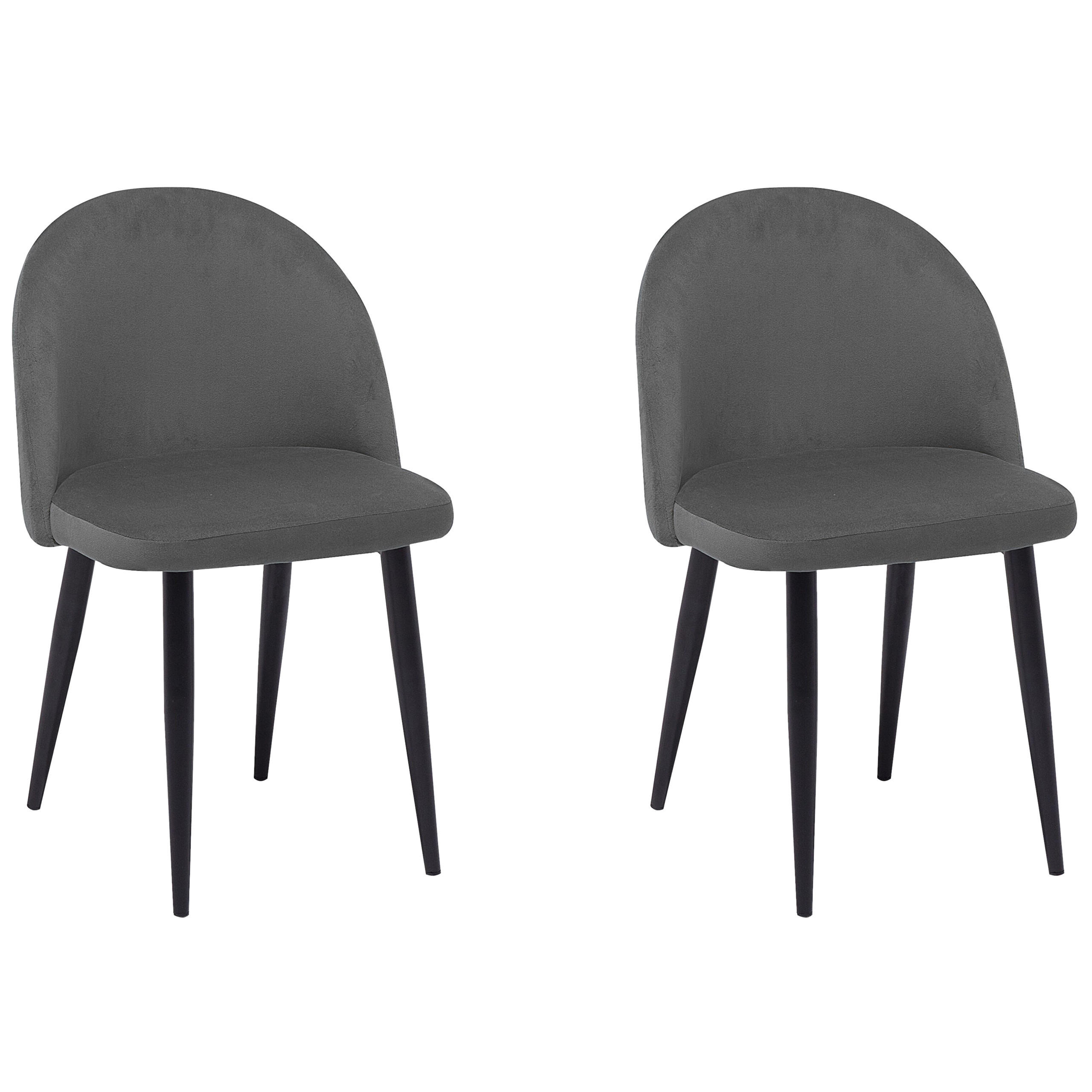 JÍDELNÍ ŽIDLE sada 2 ks Sametová látka Šedá Visalia - šedá, kov/textil (50/81/47cm) - Beliani