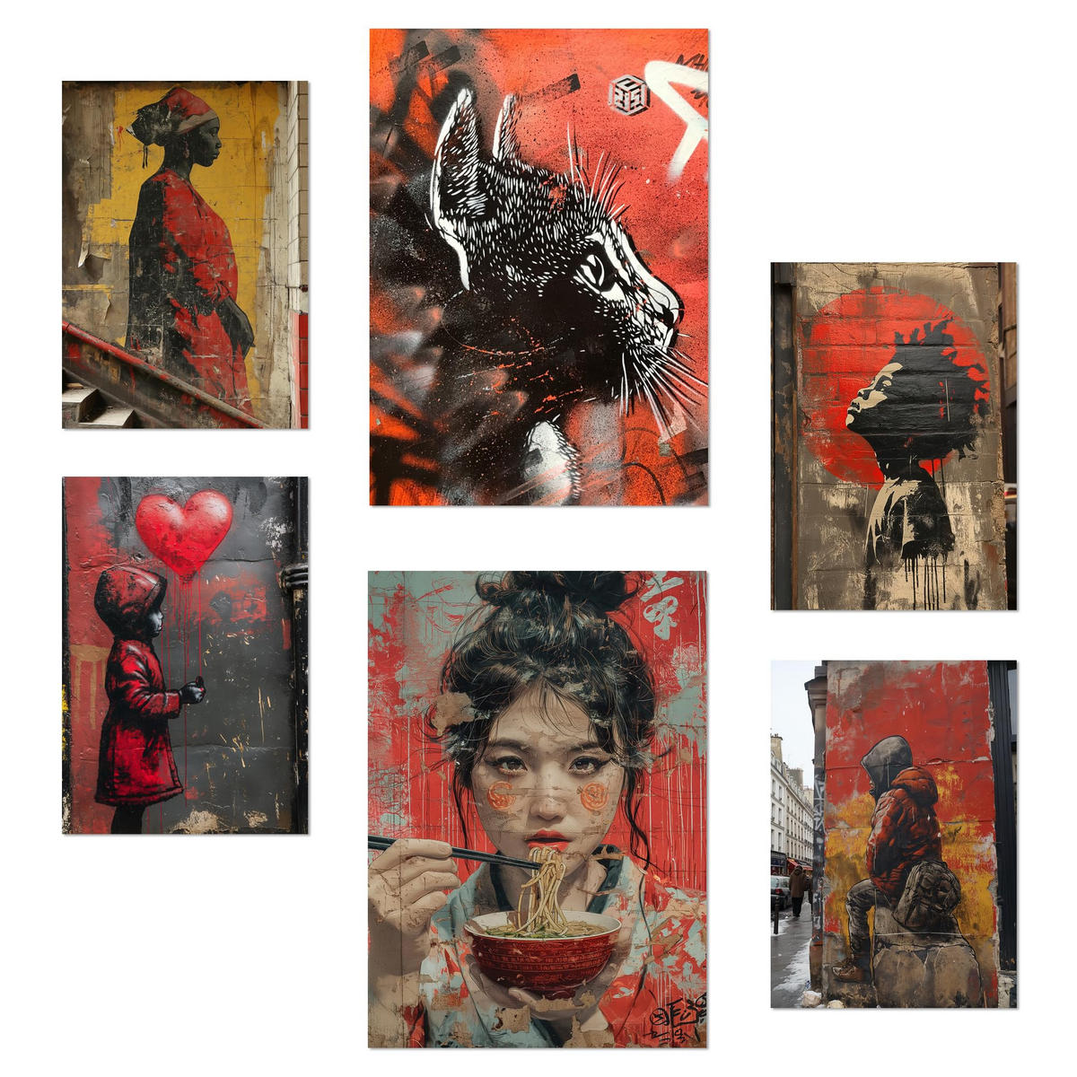 POSTER Set Mit 6 Graffiti Set A3 Rahmenlos - Klar, Papier (29.7/5cm) - Nacnic