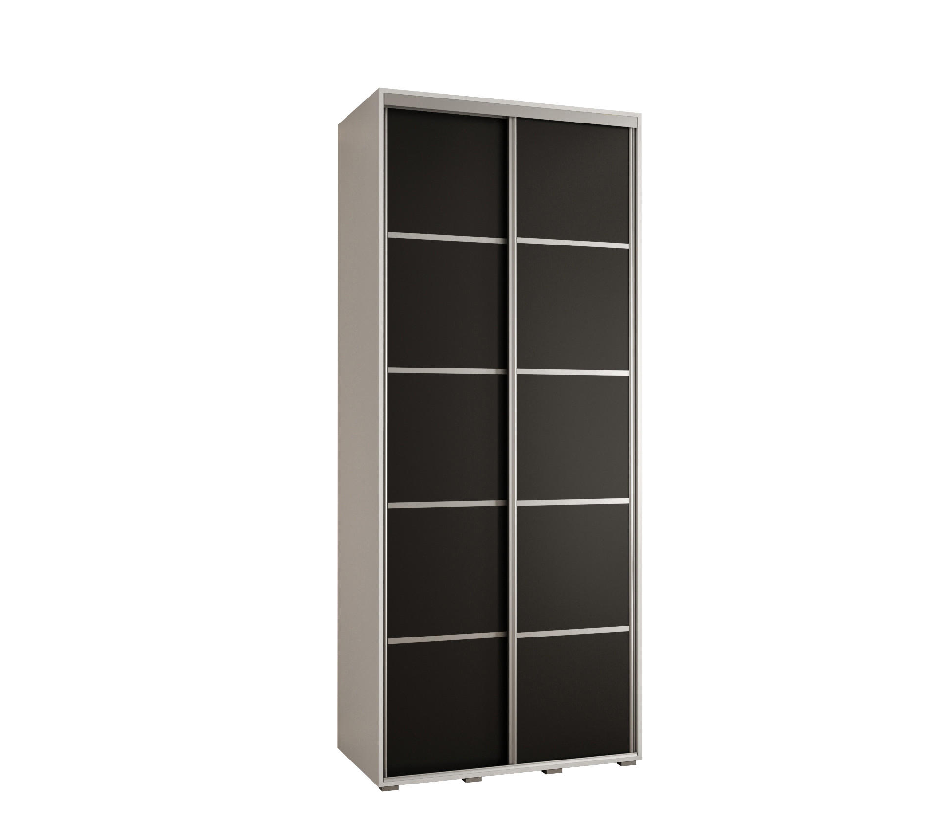 Abiks Möbel Schwebetürenschrank Weiß, Schwarz, Silber 100x235x45 cm