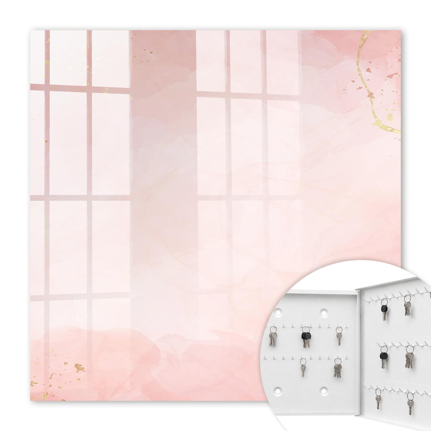 SCHLÜSSELBOX Weiß 30x30 cm – Türöffnung nach rechts - Pastell-Eleganz - Pink, Metall (30/30/5cm) - TULUP