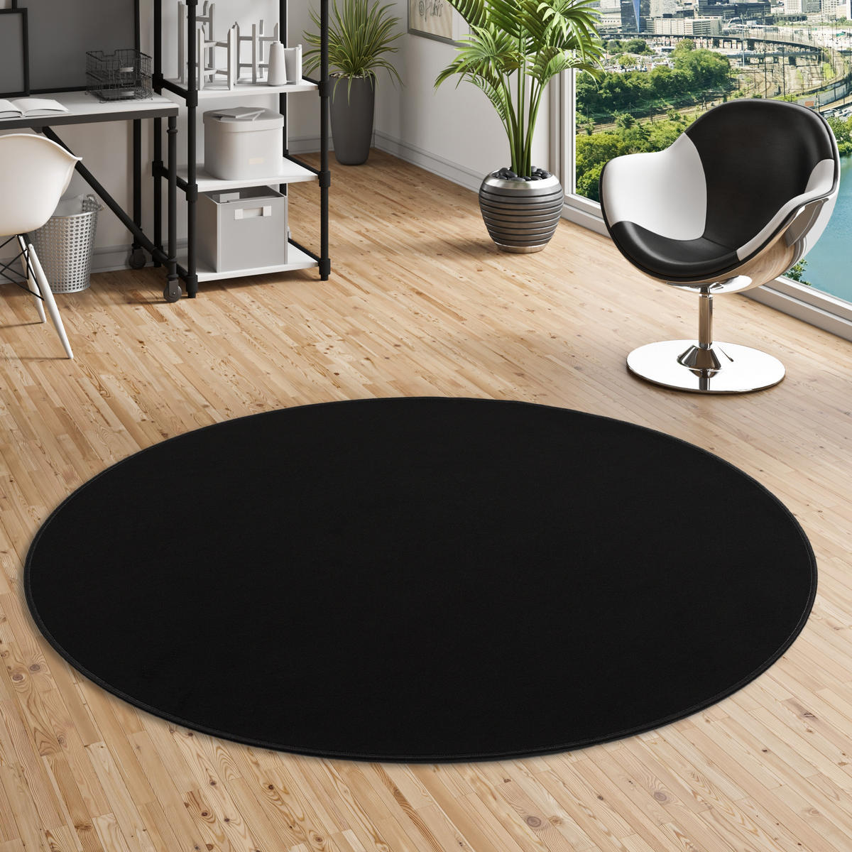 BASIC VELOURS TEPPICH CARLA RUND - Schwarz, Textil (133/133cm) - Snapstyle