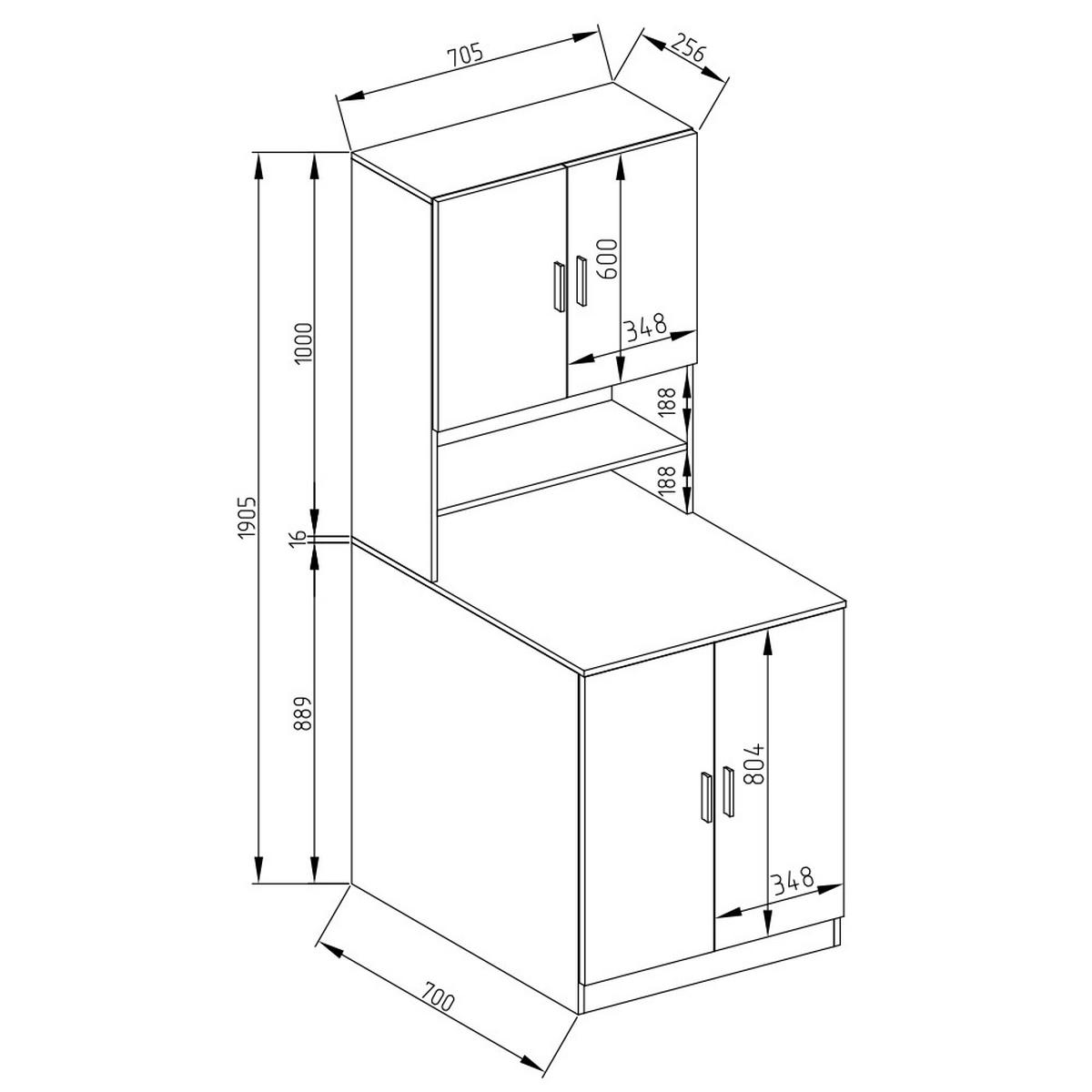 WASCHMASCHINENSCHRANK Liana Weiß 70.5 x 190.5 cm - Weiß, Holzwerkstoff (70.5/190.5/70cm) - Vicco