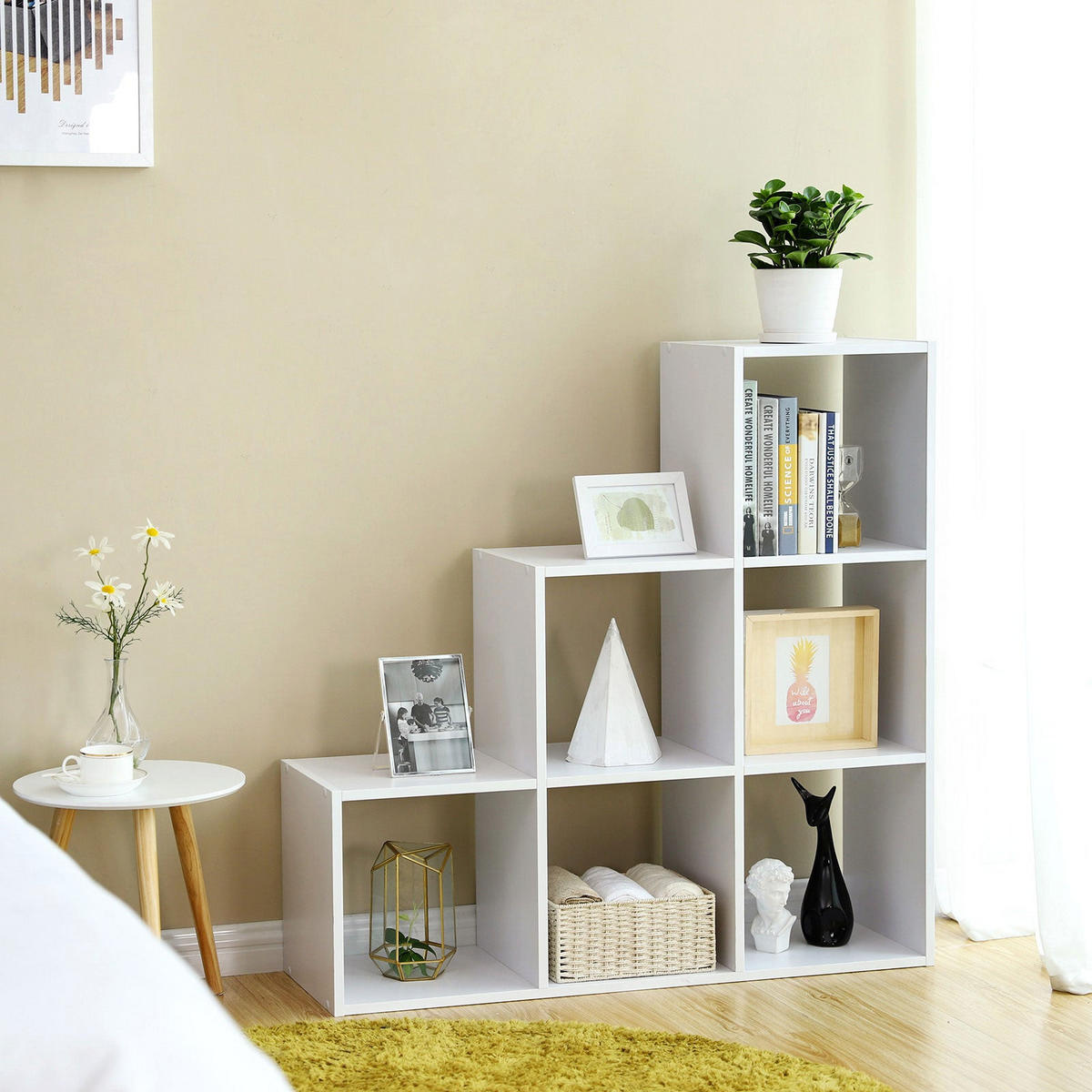 TREPPENREGAL BÜCHERREGAL - Weiß, Holzwerkstoff (97.5/29/97.5cm) - Hansiro