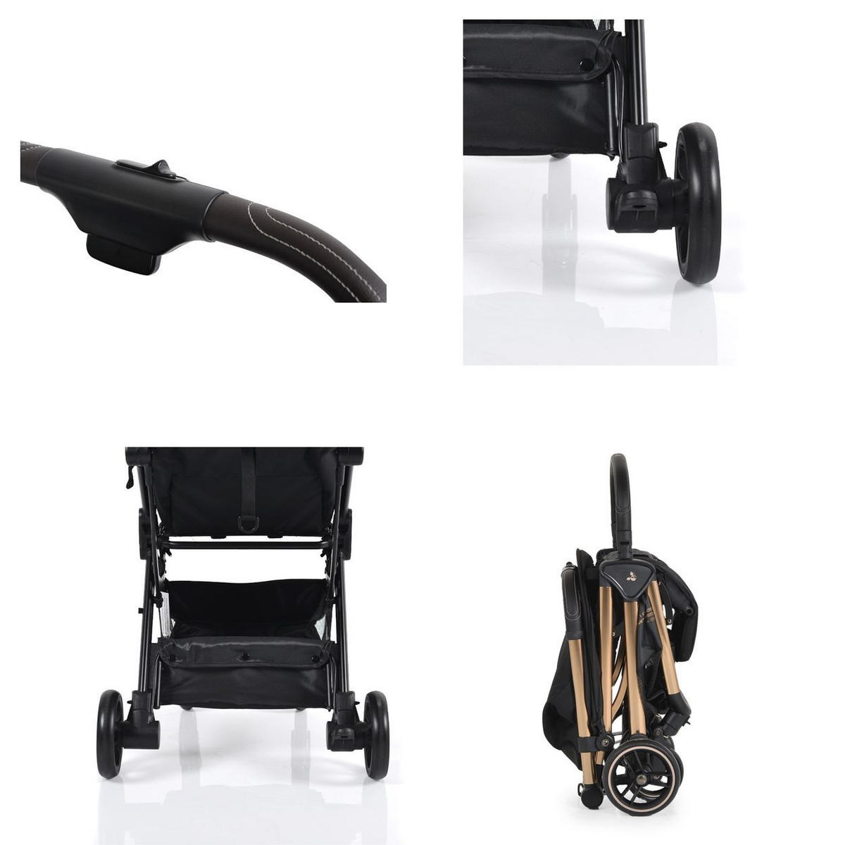 BUGGY easy Fold schwarz gold Alu Sonnendach verstellbar, faltbar, Korb - Roségold, Metall (89/43/103cm) - Cangaroo